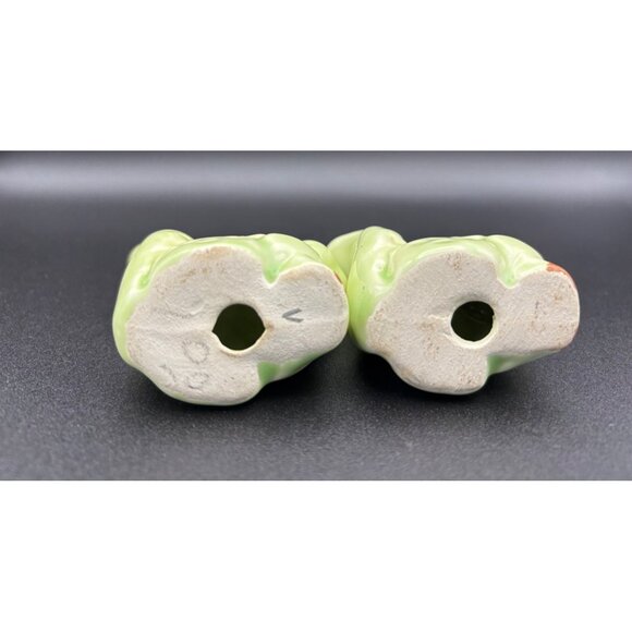 Vintage Ceramic Green Squirrel Salt & Pepper Shakers anthropomorphic. Eyelashes - Picture 5 of 5